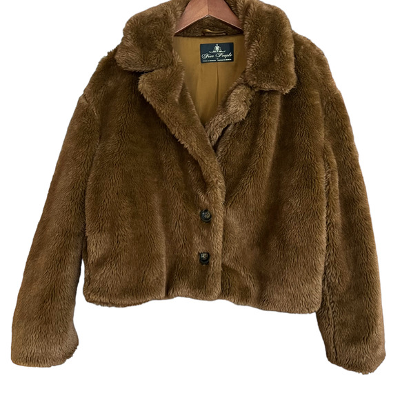 Free People Jackets & Blazers - Free People Faux Fur Oversized Jacket Size Medium Brown
